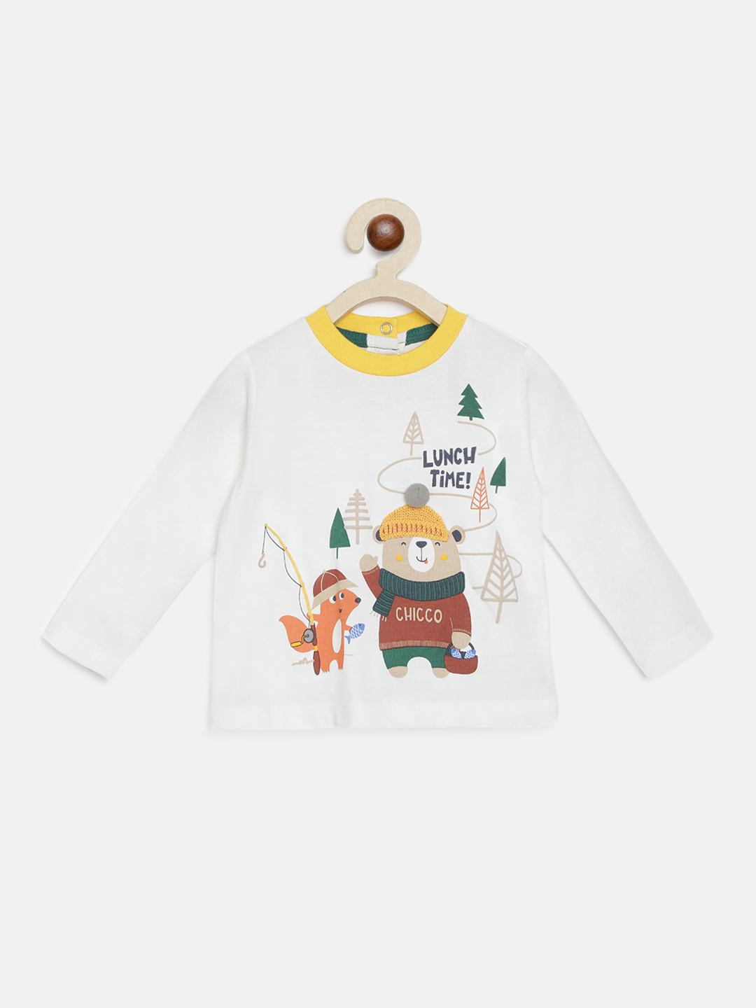 Long Sleeve T-Shirt With Print-Teddy Graphic-Yellow